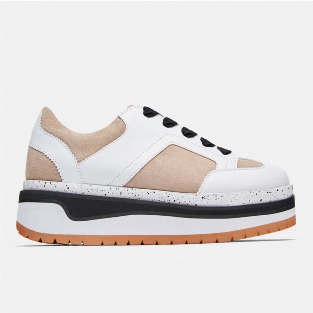 ZARA CONTRASTING FLAT FORM SNEAKERS